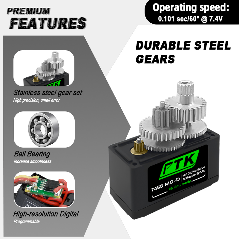 PTK 7455MG-D servo 12g Digital - Rc Helicopter Servo avis et prix