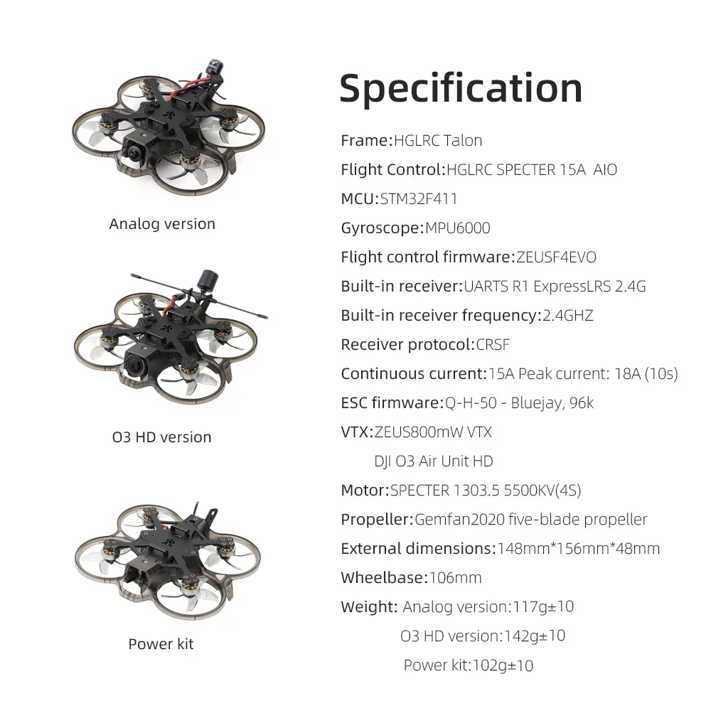 HGLRC Talon 2 Inch Cinewhoop F - Rc Helicopter Gas avis et prix